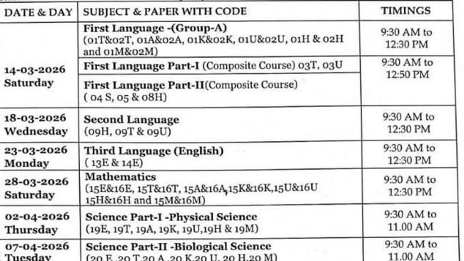 TS SSC Time Table 2026: BSE Telangana Class 10th Exam Schedule Released at bse.telangana.gov.in